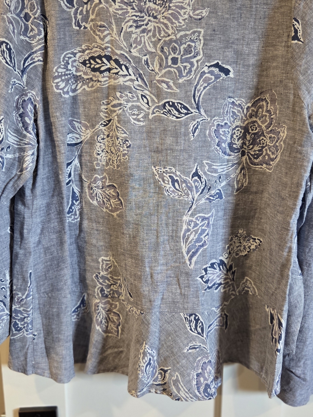 # Habitat Light Greyish Blue Floral Linen-blend Button-front Top & Pants Set - Picture 6 of 16